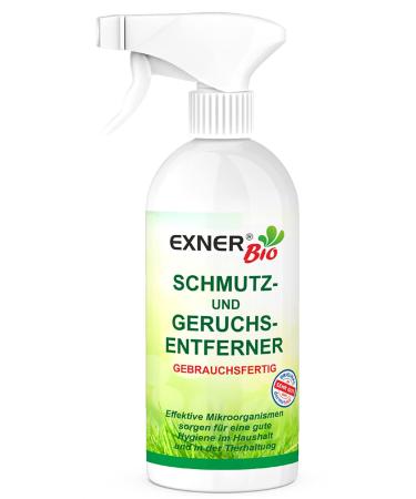Exner organic odor remover & stain remover - with microorganisms for spots and smells - for pets households and your car 100% natural & gently - 500 ml spray bottle