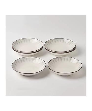 Serving Plates Ceramic Plate Household Dish Dish White Circular Kitchen Restaurant Dish Simple Line Shape Deep Plate Soup Plate Vintage Dish Set of 4/6 for Appetizer Dinner and Desserts (Color : C Small C