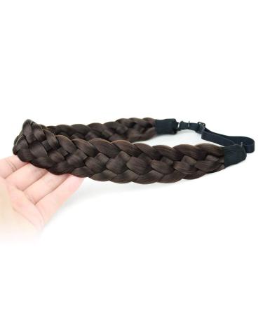 DIGUAN Synthetic Hair Braided Headband - Chunky Wide Plaited Braids Hairpiece in Chocolate - Buy Online on SooperMarket.com