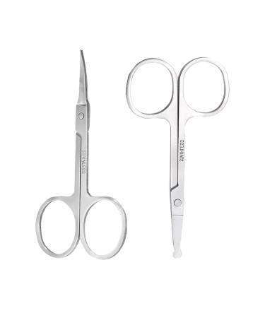 Small Ear Nose Hair Scissors Stainless Steel Eyebrow Scissors for Women DALOMGZL Premium Facial Hair Scissors - Sharp Nail Scissors for Toenails Manicure Pedicure Cuticle Beard(2PCS)