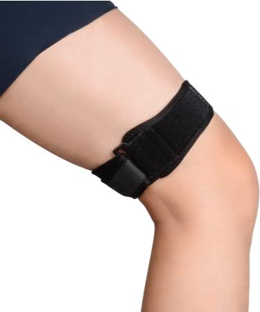 supregear IT Band Strap Adjustable Iliotibial Knee Thigh Hip & ITB Syndrome Compression Wrap Support Breathable Patellar Tendonitis and Osgood Schlatters Stabilizer Brace for Men and Women Black