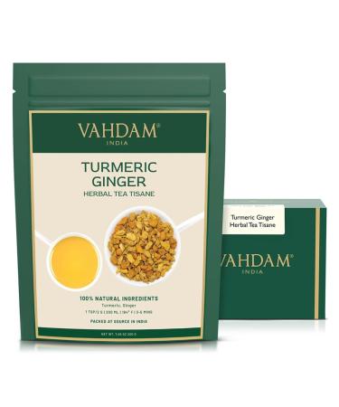 Vahdam turmeric ginger herbal tea Tisane (200g) 100% natural Tisane |Tea tea and ginger tea |Brew turmeric ginger as hot or iced tea