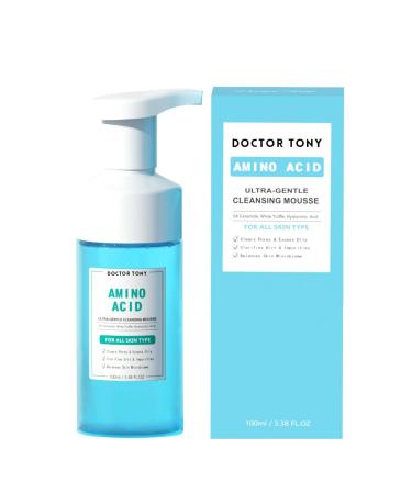 Amino Foaming Cream Cleanser Blackhead Deep Pore Facial Cleansing Mousse Face Cleanser Oily Skin Face Wash with Hyaluronic Acid Removes Excess Oil