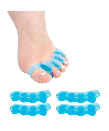 HUPOO Gel Toe Separators Stretchers Spacers Bunion Correctors Hammer Corrector Used for Manicure Relaxing Toes Spacer Running/Yoga/Pedicure Women and Men. 2 Pair Blue 4 Count (Pack of 1)