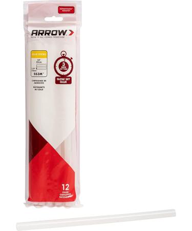 Arrow SS3M Full Size Slow Set Glue Sticks for Hot Glue Guns, Use for High Temp and Low Temp Crafting, Hobbies, and General Repair Projects, 10-Inch by 1/2-Inch, Clear, 12-Pack