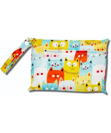 Egurs Waterproof Reusable Wetbag Diaper Bag - Cat Design (22x15cm) | Eco-Friendly Nappy Bag for Travel - Buy Online on SooperMarket.com