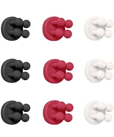 Tecbull Funny Hooks toothbrush holder razor holder shower razor bracket without drilling toothbrush bracket Self -adhesive clamping holder for toothbrushes (9x black/red/white + 9x replacement pad) TB exclusive - 3x black + 3x raspberry red + 3x white