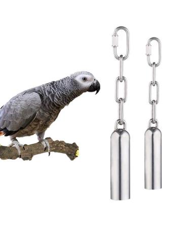 HPiano Stainless Steel Bell Toys For Parrots 2 pcs Stainless Steel Bells Toy with Sweet Sound for Bird Parrot Macaw African Greys Cockatoo Parakeet Cockatiels