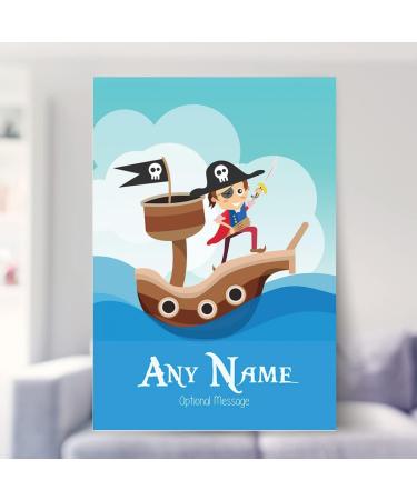 Personalized Pirate Ship Print for Boys Bedroom - Ideal for Birthday, Christening, or Naming Day Decor - Wall Art Keepsake for Sons, Godsons, and Brothers - Buy Online on SooperMarket.com