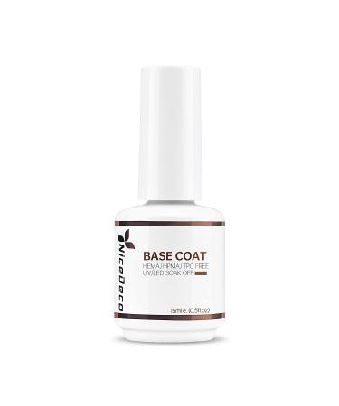 Nicedeco Nail Gel Polish Base Coat 15ML Gel Nail Polish Base Coat UV/LED Soak Off Clear Gel Polish Long-Lasting Glossy Shine Finish for DIY Nail Art at Home