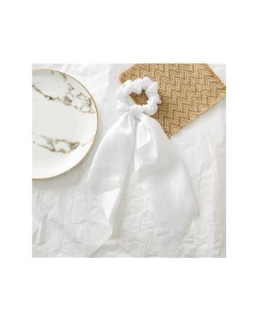 10pcs Silk Hair Scarf Scrunchies with Long Tails - Satin Bow Ponytail Holder for Women - Buy Online on SooperMarket.com