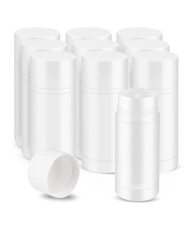 10 Pack 3.4 oz Plastic Deodorant Container Empty Round Shape Recyclable Twist-Up Stick Tube for Homemade Deodorant Solid Lotion Bars Body Balm Soap Sticks Sunscreen-UPSIDE DOWN FILLING (White)
