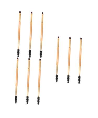 Baluue 9 Pcs Makeup Brush for Eyebrow Double Head Makeup Brush Eyebrow Brush Brow Powder Brush Golden