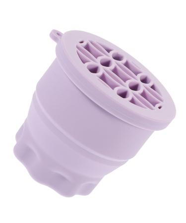 KOMBIUDA Makeup Brush Cleaning Bowl Retractable Silicone Scrub Cup Drying Rack Purple Multifunction Cleaner Silica Gel Makeup Brush Cleaner 9.2X9.2X8.6CM Purple