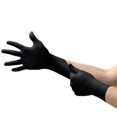 Microflex MidKnight MK-296 Disposable Nitrile Gloves for Automotive Law Enforcement w/Full Texture - Black X-Large (Pack of 100) Box (100)