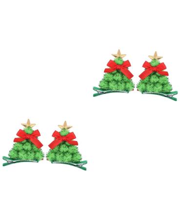 ABOOFAN 2 Pairs Christmas Tree Barrette Christmas Tree Hair Clips Kids Tiara Mini Santa Hats Christmas Hair Clip Hair Barrettes for Girls Mini Tiara Xmas Hairpin Baby Iron Antlers Filler