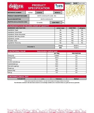 Edible White Chocolate Curls 50g - Buy Online on SooperMarket.com