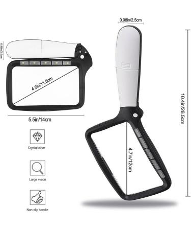 Folding Handheld Magnifying Glass with Light - 3X Large Rectangle Reading Magnifier Rectangular Handhold Magnify Lens Gifts for Seniors Reading Books Prints Lighted Gift for Low Visions(Black) - Buy Online on SooperMarket.com