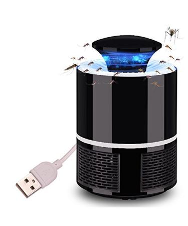 Electric Mosquito Killer Lamp LED Bug Zapper with Trap Lamp - Portable Mosquito Lamp Non-Chemical USB Powered Non-Radiative (Black)