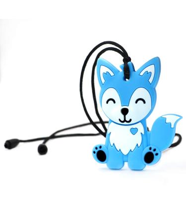 Sensory Chew Necklaces for Kids - 2 Pack Fox Silicone Chewy Toys for Autism ADHD SPD - Blue&Grey - Buy Online on SooperMarket.com