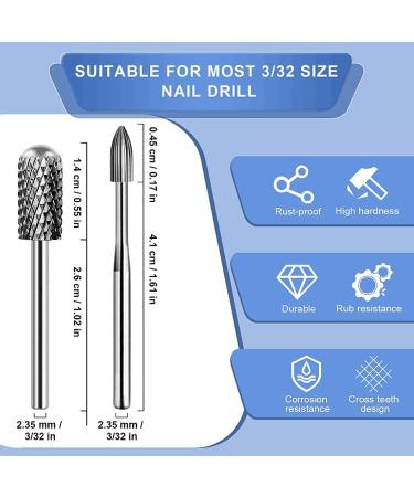 Nail Drill Bits Set - Tungsten Carbide Cuticle Clean & Smooth Barrel Head Coarse Bits for Acrylic, Gel Polish, Natural Nails - 2Pcs 3/32 Snake Head Coarse - Buy Online on SooperMarket.com