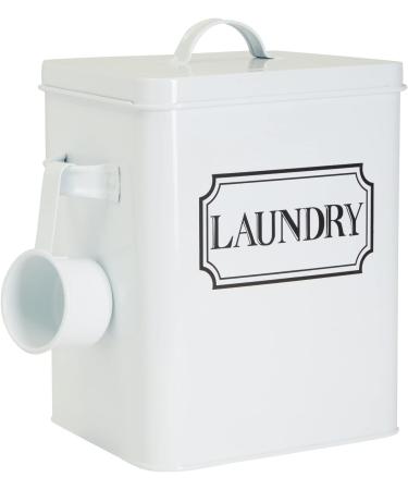 Laundry Detergent Container - White Canister with Scoop for Powder, Beads, Pods - 100 oz Capacity - Bathroom Storage Organizer - Buy Online on SooperMarket.com