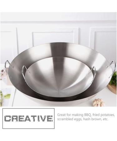 DELURA Japanese Wok Chinese Cooking Pot Kitchen Frying Pan Stainless Steel Pan Cooking Pan with Handle Frying Pan Wok Pan Stainless Steel Cooking Utensils (Color : Silver Size : 32X32CM) 32X32CM Silver - Buy Online on SooperMarket.com