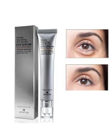 Eye Peptide Serum Eye Massage Roller Nourishing Relieve Loose Eye Bags Dark Circles Eye Skin Care Under Eye Cream for Fine Wrinkles and Puffiness Daily Skincare(Nourishing Grey)