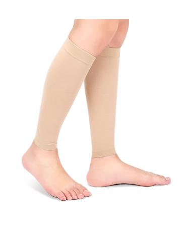 Compression Waden sleeve compressed socks with two-stage elastic socks in varicose veins calf sheath fitness running shin rails support for women sport (M-Flesh color) m skin color