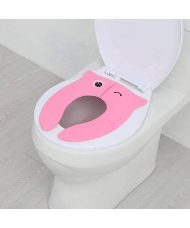 Pokanic Travel Potty Training Seat Cover with Non-Slip Silicone Pads and Carry Bag - Pink | Portable, Reusable Toilet Seat for Kids and Toddlers - Buy Online on SooperMarket.com
