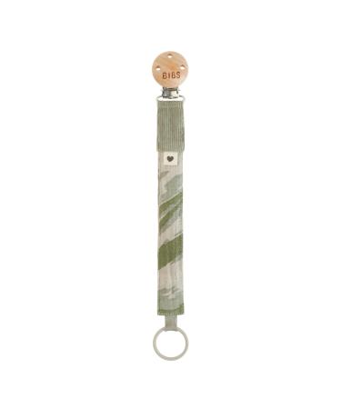 BIBS Tie Dye Camo Paci Braid. Pacifier String. Organic Cotton. Danish Design  OneSize (0-36 Months)  Green