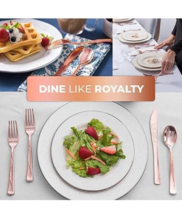 125 Disposable Heavy Duty Rose Gold Plastic Forks - Elegant Silverware for Catering, Events, Parties, Weddings - Stock Your Home - Buy Online on SooperMarket.com