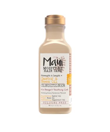 Maui Moisture Strength & Length + Castor & Neem Oil Conditioner, Curly Hair Product for Dry, Damaged Hair, 13 Fl Oz