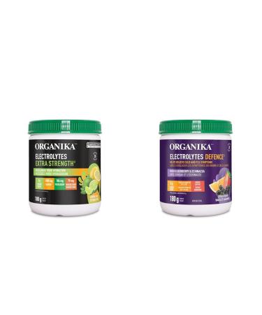 Organika Electrolytes Extra-Strength Powder- Lemon Lime- High in Sodium for Sport Recovery & Electrolytes Defence with Elderberry and Echinacea- Citrus Berry - Immune System Support