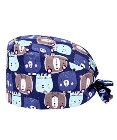 TENDYCOCO Doctor Surgical Caps Print Scrub Surgery Cap Adjustable Nurse Hat Working Head Wrap
