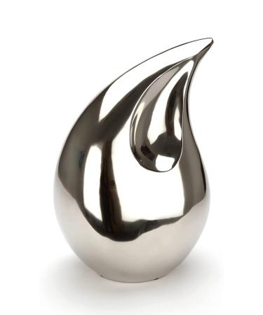 Urns for Ashes Adult Large Cremation Funeral Human Memorial Burial Remain Metal Full Size Screw Lid Teardrop Waterproof Silver Silver Teardrop