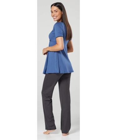 Happy Mama Maternity Nursing 3pcs Nightwear Set - Blue Jeans & Graphite - Buy Online on SooperMarket.com