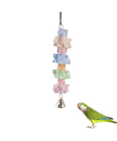 OTKARXUS Bird Chew Toy Colorful Parrot Beak Grinding Stones Toys Cages Bite Chew Training Toys with Bell for Cockatiels Budgie Parakeets Lovebirds