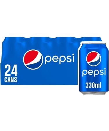 Pepsi Regular Soft Drink Cans 330ml Classic Pepsi Flavor | Convenient Size | Ideal for Parties | Blue Cans | Refreshing Carbonated Beverage (24)