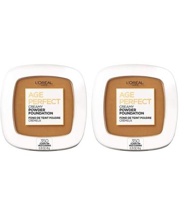 L'Oreal Paris Age Perfect Creamy Powder Foundation Compact 350 Classic Tan 0.31 Ounce (Pack of 2)