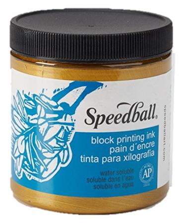 Speedball Water-Soluble Block Printing Ink  8-Ounce  Gold