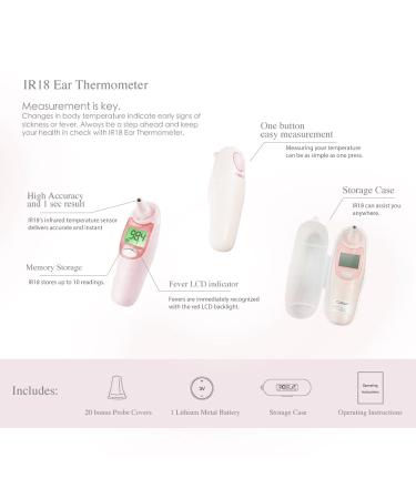 Fora IR18 Infrared Ear Digital Thermometer - Quick & Accurate Measurement for Baby, Kids, and Adults - Fever Alarm, Bonus Probe Covers - Buy Online on SooperMarket.com