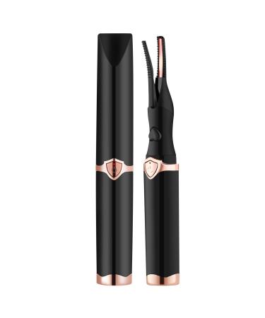 Heated Eyelash Curlers, 2 in 1 Clip-Type Eyelash Curler with Built-in Comb & 3 Temperature Modes, Fast Heating & Quick Curling, USB Rechargeable(Black)
