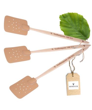 3x Hofmeister fly clapes beech wood & leather 47.5 cm from Europe with saying: hit rate 100% !!! practical mosquito rackers to catch insects fly clapping rate 100% 3