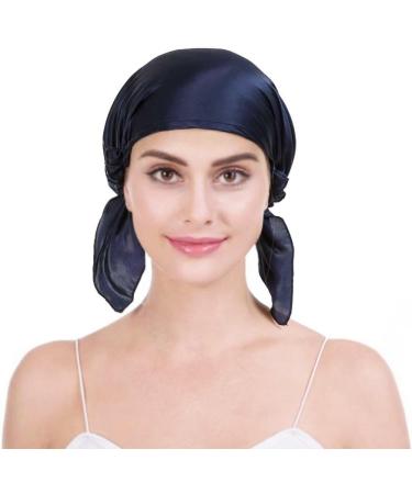 Oropy 100% Silk Sleep Cap for Women - Breathable Night Cap for Hair Loss - One Size Navy Blue | Hair Beauty Accessory - Buy Online on SooperMarket.com