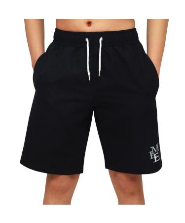 MEILONGER Swim Trunks Boys Swim Shorts Quick-drying Board Shorts with Mesh Lining Pockets and Adjustable Drawstring Black 152