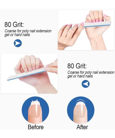 12pcs 80/80 Grit Jumbo Nail Files for Acrylic Nails - Professional Square Emery Boards for Manicure & Nail Techs - Buy Online on SooperMarket.com