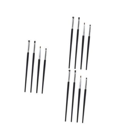 Baluue 12 Pcs Eye Precision Brush Makeup Brush for Women Eyeliner Brush for Women 16.90X0.40X0.40CMx3pcs Blackx3pcs