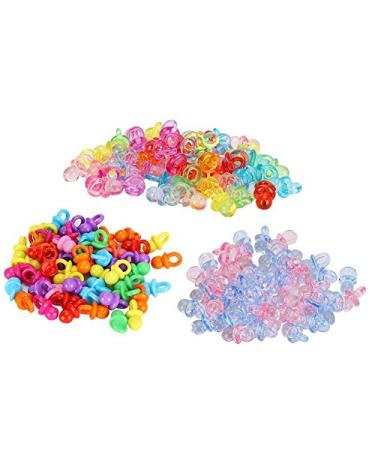 Mini Acrylic Baby Pacifiers - 100 Pcs Birthday Party Decorations & Baby Baptism Favors - Colorful Transparent Mix - Buy Online on SooperMarket.com