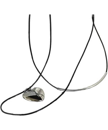 Shop Oralgos Fashionable Heart Pendant Necklace - Double-Layer Leather Cord Adjustable Women's Accessory - Buy Online on SooperMarket.com